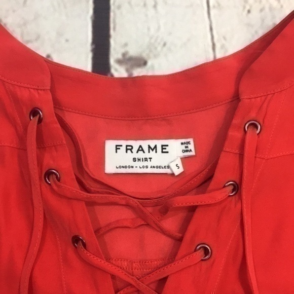 UEC Frame red silk shirt mini dress size small - Picture 11 of 14